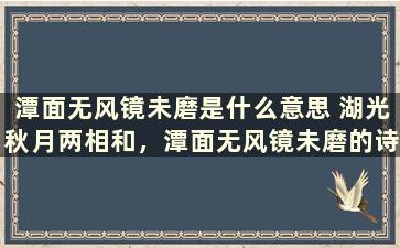 潭面无风镜未磨是什么意思 湖光秋月两相和，潭面无风镜未磨的诗句大意